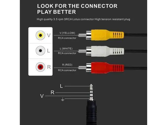 Alt view image 4 of 7 - 5FT 3.5mm 1/8 Inch Male to 3 RCA Male AV Composite Cable, Stereo AUX Audio Video Converter Cord