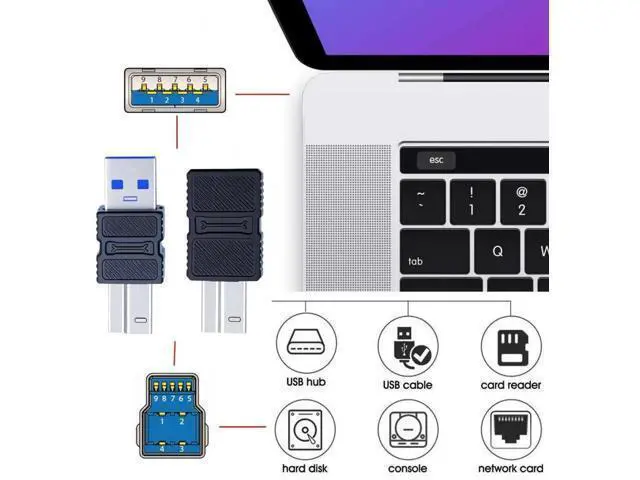Alt view image 2 of 7 - 2 Pack USB 3.0 Type A Male/Female to Type B Male Adapter, Connector for Printer, Hard Drive and Camera