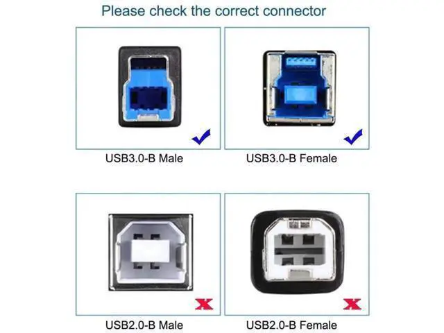 Alt view image 3 of 7 - 2 Pack USB 3.0 Type A Male/Female to Type B Male Adapter, Connector for Printer, Hard Drive and Camera