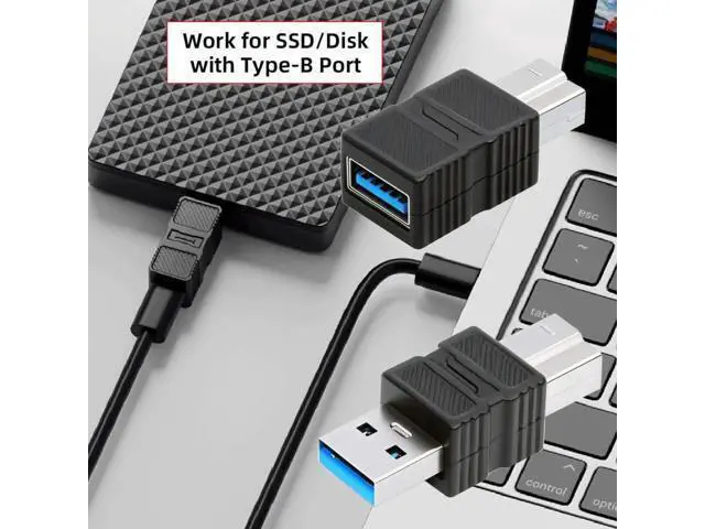 Alt view image 7 of 7 - 2 Pack USB 3.0 Type A Male/Female to Type B Male Adapter, Connector for Printer, Hard Drive and Camera