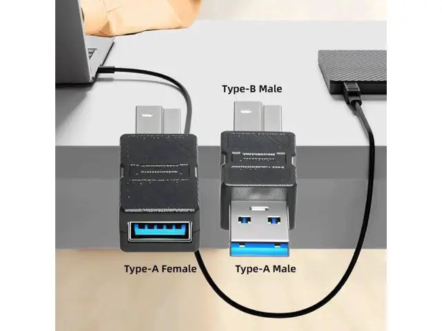 Alt view image 4 of 7 - 2 Pack USB 3.0 Type A Male/Female to Type B Male Adapter, Connector for Printer, Hard Drive and Camera