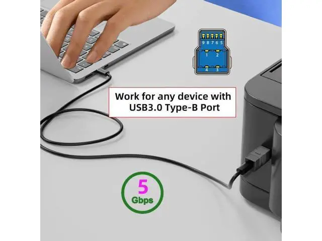 Alt view image 5 of 7 - 2 Pack USB 3.0 Type A Male/Female to Type B Male Adapter, Connector for Printer, Hard Drive and Camera