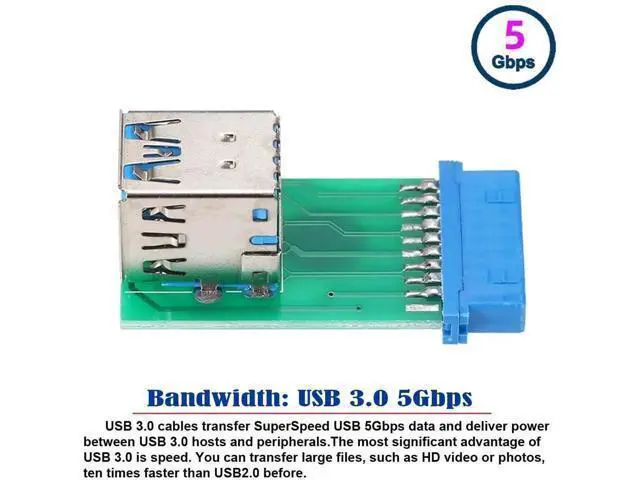 Alt view image 5 of 6 - Vertical Dual USB 3.0 A Female to Motherboard 20Pin Header Adapter, 90° Angle PCBA for Internal Front Panel USB Expansion