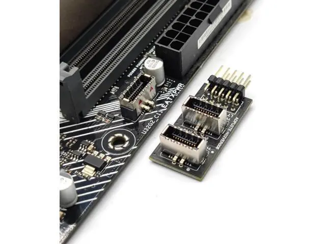 Alt view image 2 of 7 - USB 2.0 9Pin/10Pin to Dual USB 3.1 Type E Female Adapter, Motherboard Header Extension for Front Panel