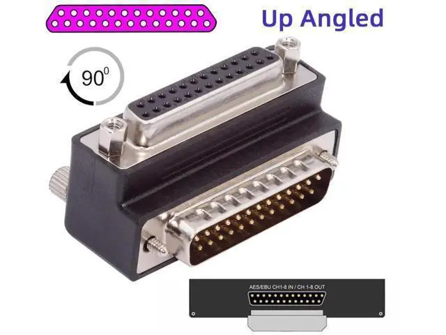 Alt view image 4 of 7 - 90 Degree Down Angled DB25 D-Sub Adapter, Male Nut to Female Screw Extension Connector, Compatible with Parallel LPT & AES/EBU Digital Audio Devices