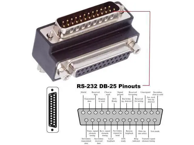 Alt view image 7 of 7 - 90 Degree Down Angled DB25 D-Sub Adapter, Male Nut to Female Screw Extension Connector, Compatible with Parallel LPT & AES/EBU Digital Audio Devices