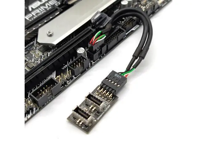 Alt view image 6 of 7 - USB 2.0 9Pin/10Pin to Dual USB 3.1 Type E Female Adapter, Motherboard Header Extension for Front Panel