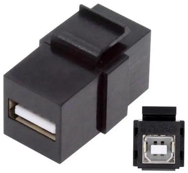 Main image of USB 2.0 Type-A Female to Type-B Female Keystone Jack Adapter, Wall Plate Socket Module Coupler
