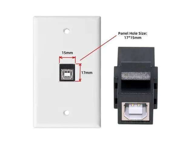 Alt view image 4 of 7 - USB2.0 Type-A Female to Type-B Female Keystone Jack Coupler Adapter for Wall Plate & Panel Cabling