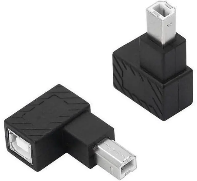 Main image of 2 Pack 90 Degree Right Angle USB 2.0 Type-B Male to Female Printer Adapter, 480Mbps Plug & Play Connector for PC and Printers