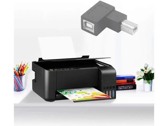 Alt view image 3 of 6 - 2 Pack 90 Degree Right Angle USB 2.0 Type-B Male to Female Printer Adapter, 480Mbps Plug & Play Connector for PC and Printers