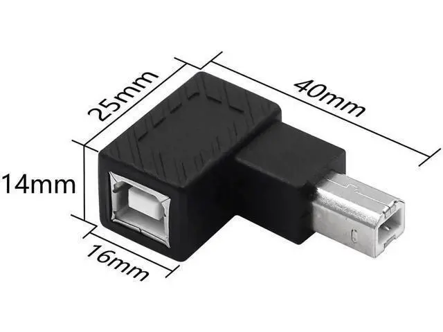 Alt view image 4 of 6 - 2 Pack 90 Degree Right Angle USB 2.0 Type-B Male to Female Printer Adapter, 480Mbps Plug & Play Connector for PC and Printers