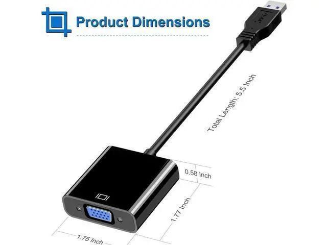 Alt view image 3 of 7 - USB 3.0 to VGA Adapter, Multi-Display Video Converter for PC, Laptop, Monitor, Projector & HDTV