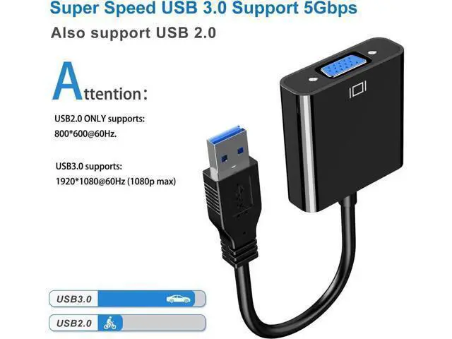 Alt view image 4 of 7 - USB 3.0 to VGA Adapter, Multi-Display Video Converter for PC, Laptop, Monitor, Projector & HDTV