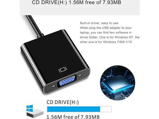Alt view image 2 of 7 - USB 3.0 to VGA Adapter, Multi-Display Video Converter for PC, Laptop, Monitor, Projector & HDTV