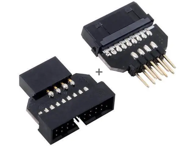 Alt view image 2 of 7 - 2 Pack USB 2.0 9/10Pin Front Panel Header to USB3.0 19/20Pin Motherboard Header Gender Changer Adapter, Internal PC Header Converter Connector