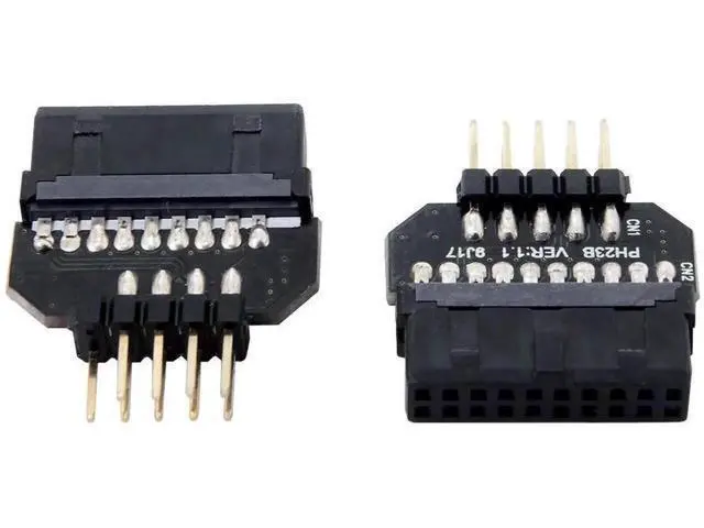 Alt view image 5 of 7 - 2 Pack USB 2.0 9/10Pin Front Panel Header to USB3.0 19/20Pin Motherboard Header Gender Changer Adapter, Internal PC Header Converter Connector