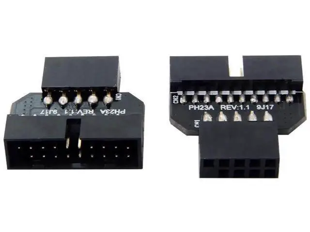 Alt view image 6 of 7 - 2 Pack USB 2.0 9/10Pin Front Panel Header to USB3.0 19/20Pin Motherboard Header Gender Changer Adapter, Internal PC Header Converter Connector