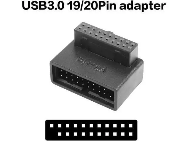 Alt view image 6 of 6 - 2 Pack 90 Degree USB 3.0 19/20 Pin Motherboard Adapter, L-Shaped Male to Female Right Angle Connector (PH19A+PH19B)