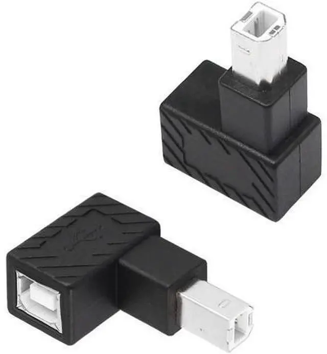 Main image of 2 Pack 90 Degree USB 2.0 Type-B Adapter, Male to Female Right Angle Connector for Printer, Scanner & External HDD
