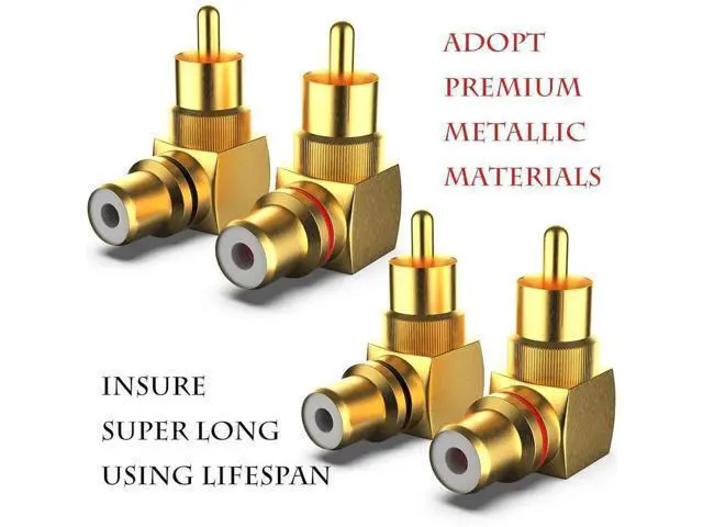 Alt view image 3 of 7 - 2 Pack 90 Degree Right Angle RCA Male to Female Adapters, Elbow RCA Connector Plugs in Red & Black for Audio Video Devices