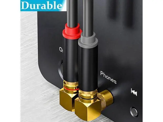 Alt view image 7 of 7 - 2 Pack 90 Degree Right Angle RCA Male to Female Adapters, Elbow RCA Connector Plugs in Red & Black for Audio Video Devices