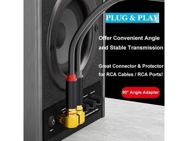 Alt view image 5 of 7 - 2 Pack 90 Degree Right Angle RCA Male to Female Adapters, Elbow RCA Connector Plugs in Red & Black for Audio Video Devices