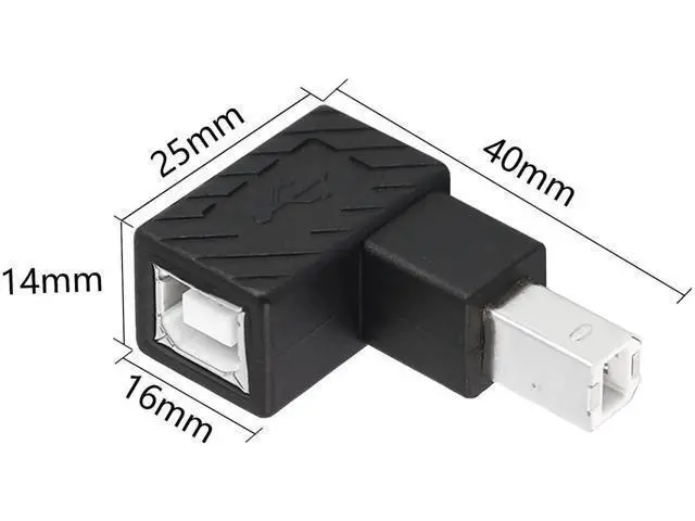Alt view image 2 of 6 - 2 Pack 90 Degree USB 2.0 Type-B Adapter, Male to Female Right Angle Connector for Printer, Scanner & External HDD