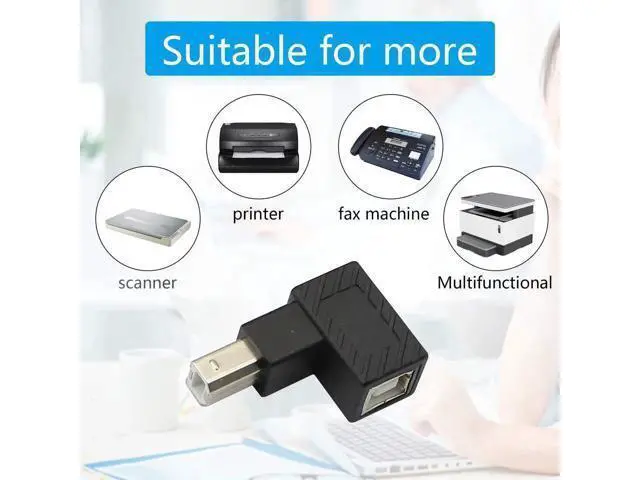 Alt view image 2 of 5 - 2 Pack 90 Degree USB 2.0 Type-B Male to Female Adapter, Right Angle Connector for Printer, Scanner & External Hard Drive