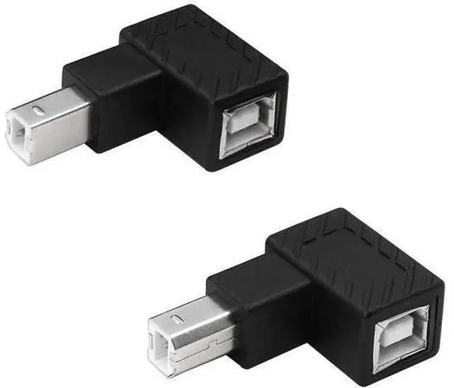 Main image of 2 Pack 90 Degree USB 2.0 Type-B Male to Female Adapter, Right Angle Connector for Printer, Scanner & External Hard Drive