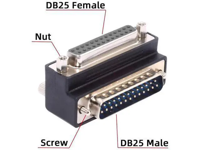 Alt view image 4 of 7 - 90 Degree Up Angled DB25 DSUB Extension Adapter, Male Nut to Female Screw DB25 Connector, Compatible with Parallel LPT Port & AES/EBU Digital Audio Equipment