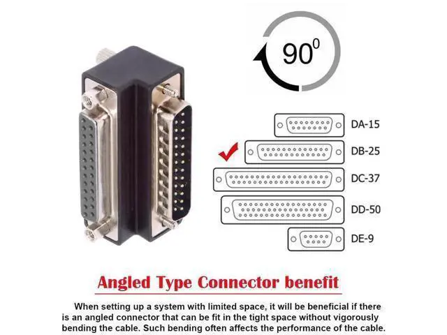 Alt view image 3 of 7 - 90 Degree Up Angled DB25 DSUB Extension Adapter, Male Nut to Female Screw DB25 Connector, Compatible with Parallel LPT Port & AES/EBU Digital Audio Equipment