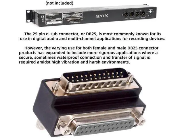 Alt view image 5 of 7 - 90 Degree Up Angled DB25 DSUB Extension Adapter, Male Nut to Female Screw DB25 Connector, Compatible with Parallel LPT Port & AES/EBU Digital Audio Equipment