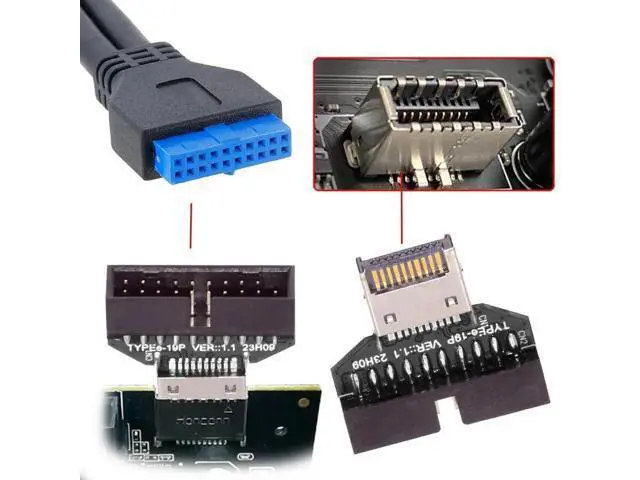 Alt view image 6 of 7 - USB 3.0 20Pin Header to USB 3.1 Type-E IDC Socket Adapter, Front Panel Converter for Desktop Motherboard