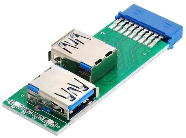 Main image of Dual USB 3.0 A Female to 19/20 Pin Motherboard Header Adapter PCBA with LED Indicator