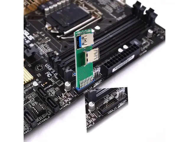 Alt view image 7 of 7 - Dual USB 3.0 A Female to 19/20 Pin Motherboard Header Adapter PCBA with LED Indicator