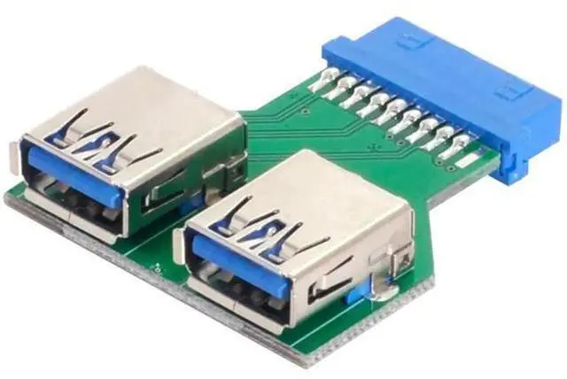 Main image of Dual USB 3.0 A Female to 19/20 Pin Motherboard Header PCBA Adapter