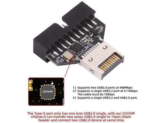 Alt view image 6 of 7 - USB 3.0 20Pin Header to Type-E IDC Socket Adapter with CH334P Chip, USB 3.1 Front Panel Converter for Desktop Motherboard
