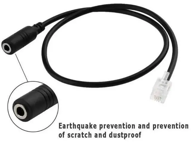 Alt view image 2 of 4 - RJ9 4P4C Male to 3.5mm Female Headset Adapter Cable, 3.5 Jack to RJ9 Cord Compatible with Avaya Desk Phones
