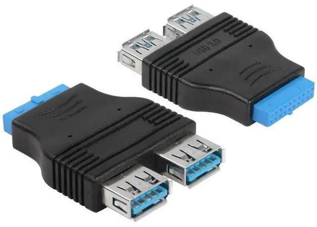 Main image of 2 Pack 19Pin to Dual USB 3.0 Type A Adapter, Flat Motherboard Header Converter for PC Internal Expansion