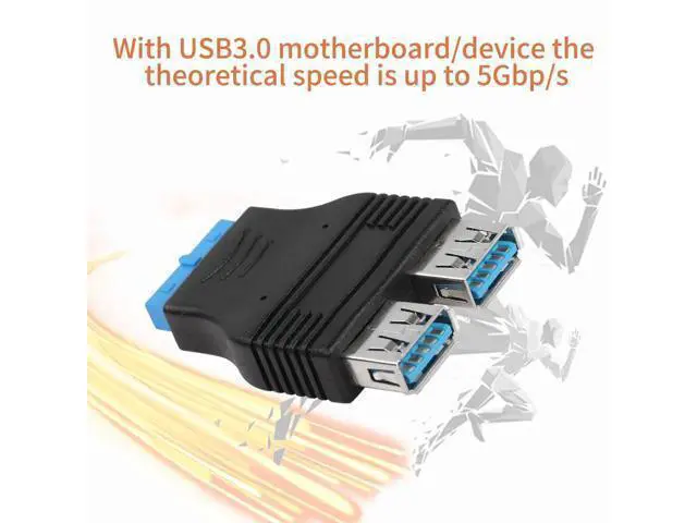 Alt view image 3 of 6 - 2 Pack 19Pin to Dual USB 3.0 Type A Adapter, Flat Motherboard Header Converter for PC Internal Expansion