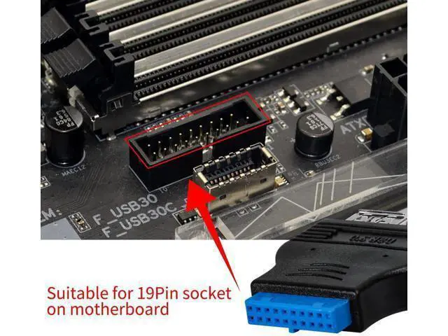 Alt view image 4 of 6 - 2 Pack 19Pin to Dual USB 3.0 Type A Adapter, Flat Motherboard Header Converter for PC Internal Expansion