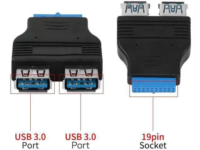 Alt view image 5 of 6 - 2 Pack 19Pin to Dual USB 3.0 Type A Adapter, Flat Motherboard Header Converter for PC Internal Expansion