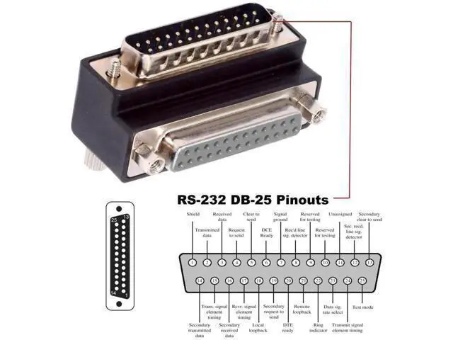 Alt view image 7 of 7 - 90 Degree Up Angled DB25 DSUB Extension Adapter, Male Nut to Female Screw DB25 Connector, Compatible with Parallel LPT Port & AES/EBU Digital Audio Equipment