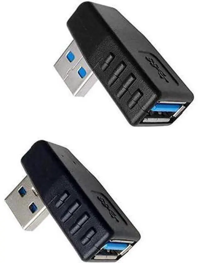 Alt view image 4 of 4 - 90 Degree Left & Right Angle USB 3.0 Male to Female Extension Adapter