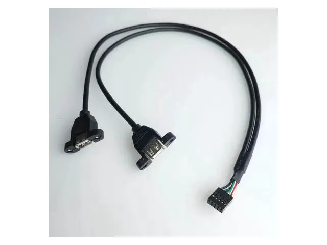 Alt view image 6 of 6 - 1m Motherboard USB 2.0 9 Pin Header to Dual USB Type A Female Adapter Cable, Internal Front Panel USB Expansion Cord with Screw Mount Holes, 480Mbps High Speed for Desktop PC Chassis Modding
