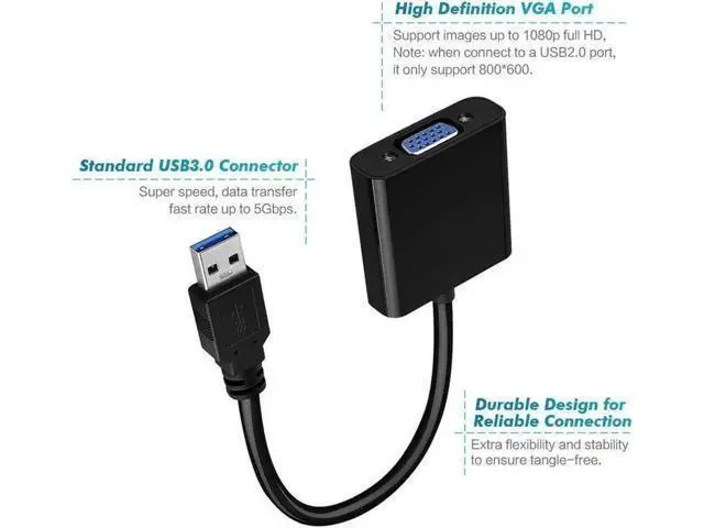 Alt view image 6 of 7 - USB 3.0 to VGA Adapter, 1080P@60Hz Multi-Monitor Display Converter, Plug & Play for Windows 7/8/8.1/10/11, No CD Driver Needed Black
