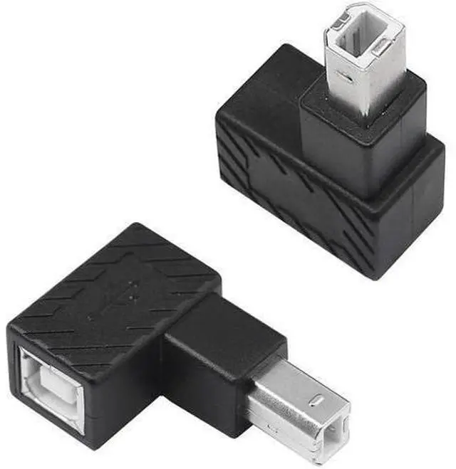 Main image of 2 Pack 90° Up Angle USB 2.0 Type-B Adapter, Male to Female Right Angle Connector for Printer, Scanner, External Hard Drive