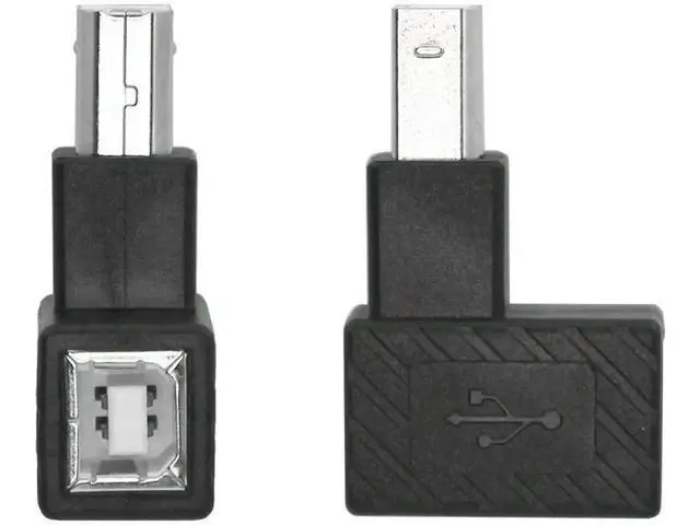 Alt view image 2 of 6 - 2 Pack 90° Up Angle USB 2.0 Type-B Adapter, Male to Female Right Angle Connector for Printer, Scanner, External Hard Drive