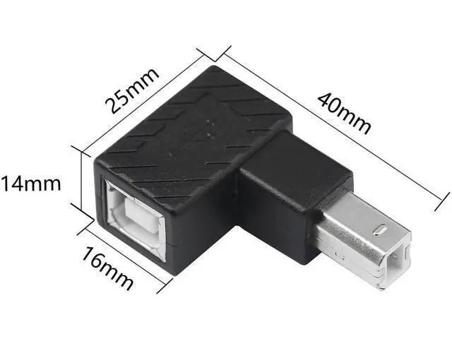 Alt view image 5 of 6 - 2 Pack 90° Up Angle USB 2.0 Type-B Adapter, Male to Female Right Angle Connector for Printer, Scanner, External Hard Drive